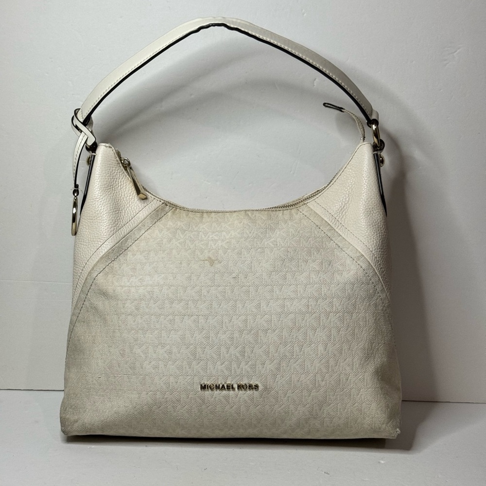 Michael Kors Aria Large Signature Logo Jacquard Shoulder Bag